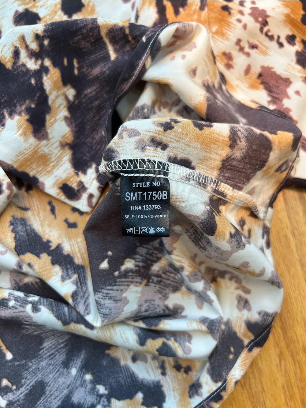 POL Womens Small Cow Print Button Down Satin Shirt Oversized Western Boho Top - Picture 5 of 8